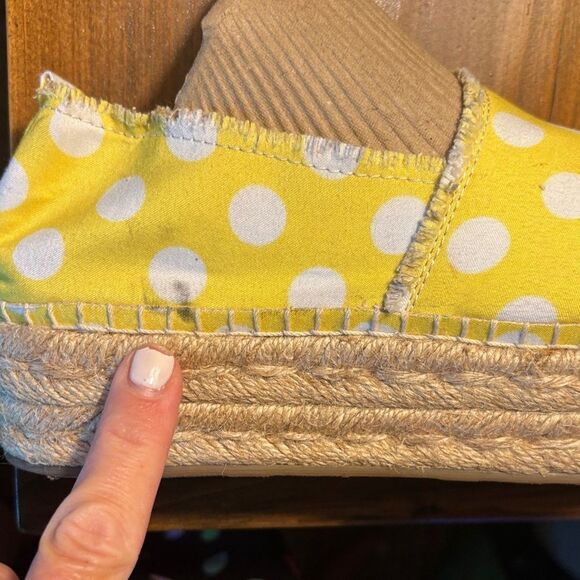 Betsey Johnson Yellow and White Polka Dot Espadrilles - Picture 8 of 11